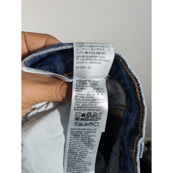 Levi's 501 Womens Blue Distressed Denim High Rise Jeans Sz 31 Grunge Festival - Picture 9 of 10